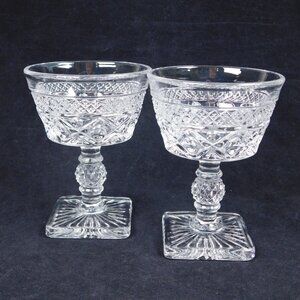 Set of 2 Imperial Glass Cape Cod Clear Champagne Tall Sherbert Pressed Vintage